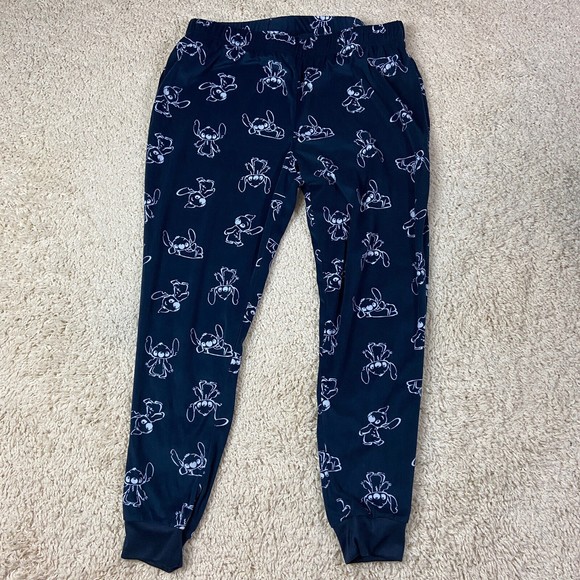 Disney Other - Disney Stitch Pajama Bottoms Adult Large 12-14 Blue Pants Navy Sleepwear Womens